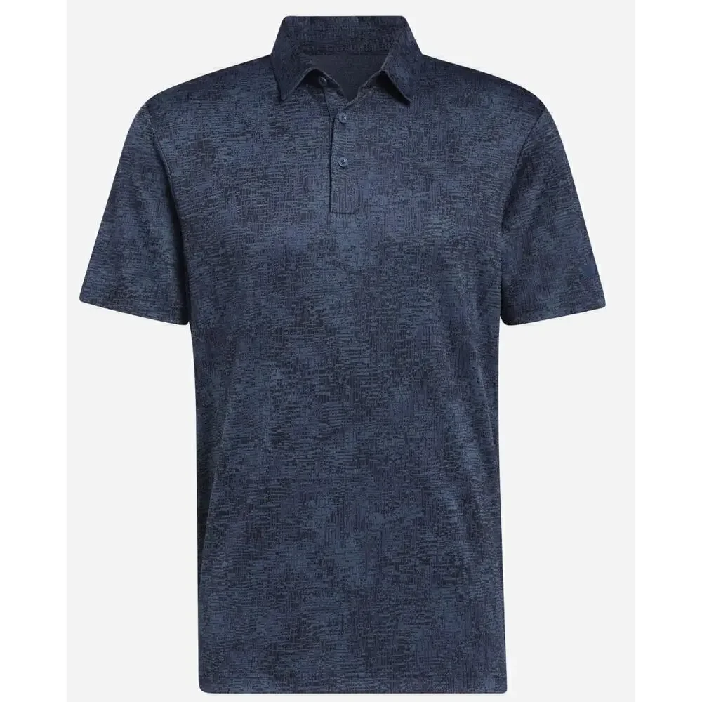 Adidas Golf Polo Aerial Jacquard Blue Black Medium NWT
